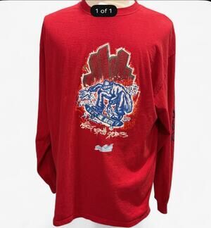 Vintage Big Ball Sports Skateboard Long Sleeve T-Shirt Red Graphic Y2K 2XL